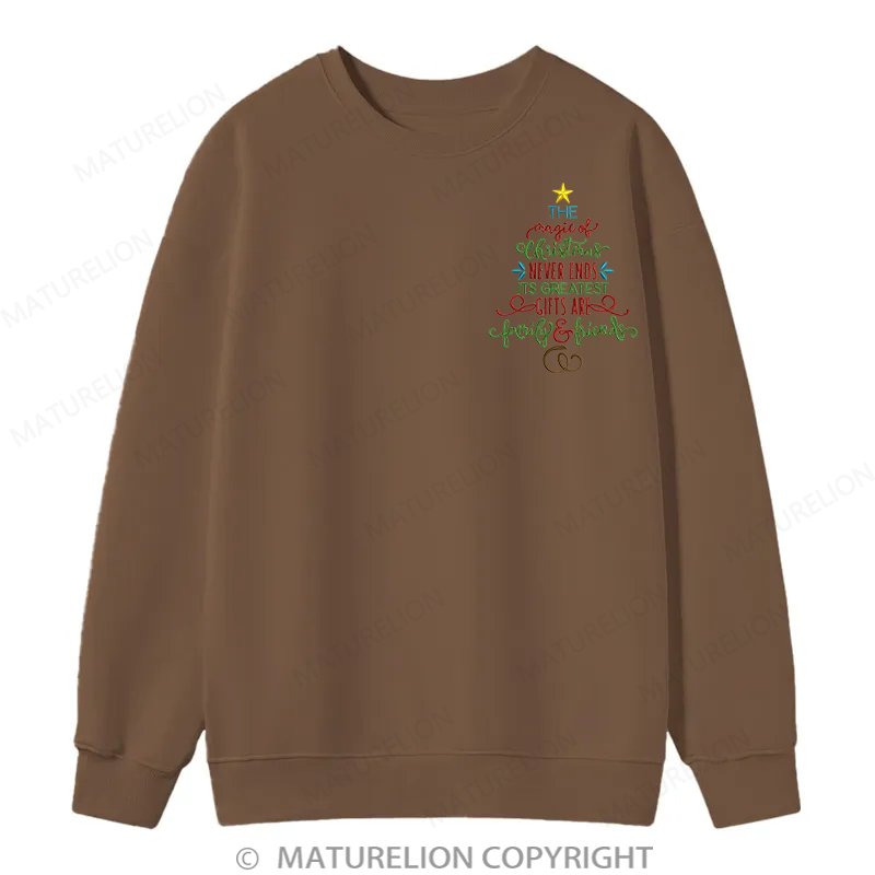 Maturelion Magic Of Christmas Embroidery Christmas Cotton Sweatshirt