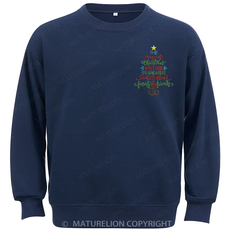 Maturelion Magic Of Christmas Embroidery Christmas Cotton Sweatshirt