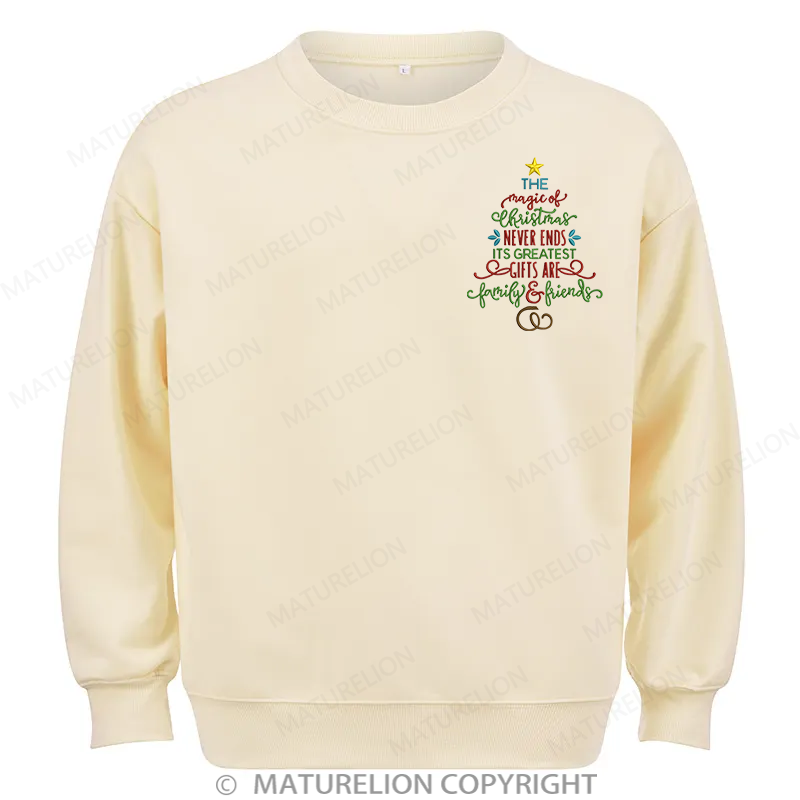 Maturelion Magic Of Christmas Embroidery Christmas Cotton Sweatshirt