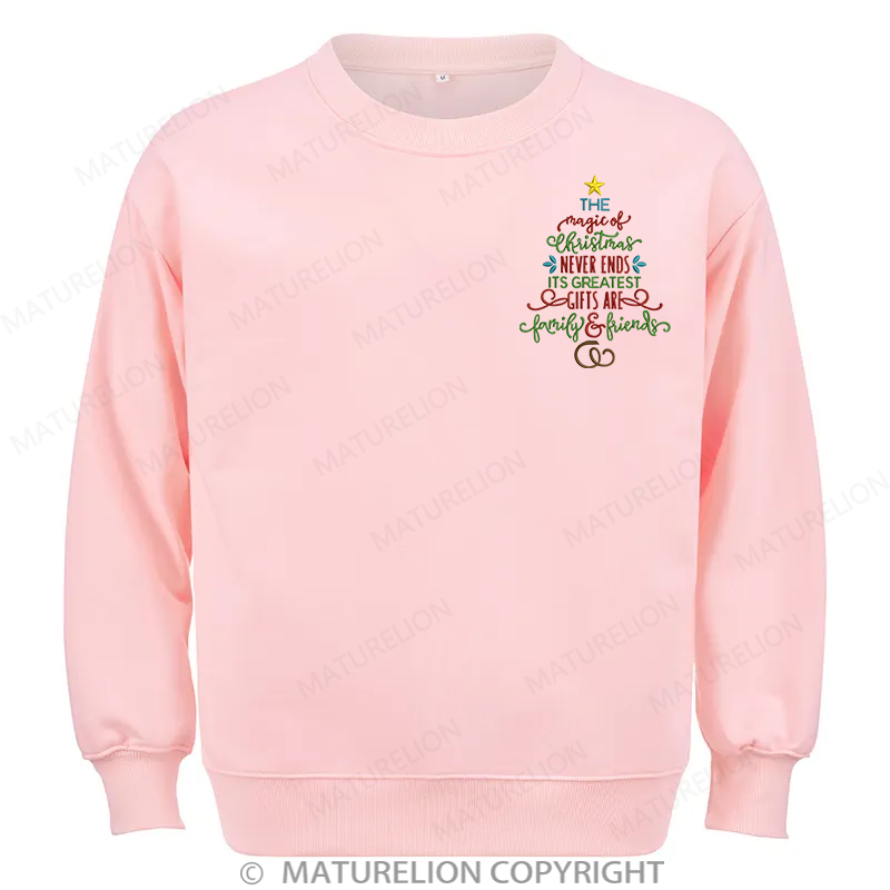 Maturelion Magic Of Christmas Embroidery Christmas Cotton Sweatshirt