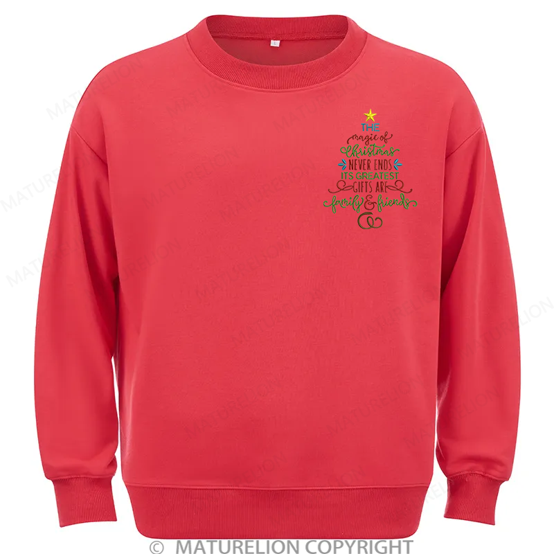 Maturelion Magic Of Christmas Embroidery Christmas Cotton Sweatshirt