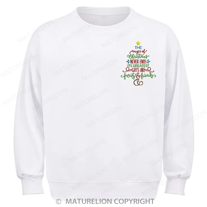 Maturelion Magic Of Christmas Embroidery Christmas Cotton Sweatshirt