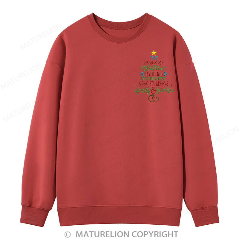 Maturelion Magic Of Christmas Embroidery Christmas Cotton Sweatshirt