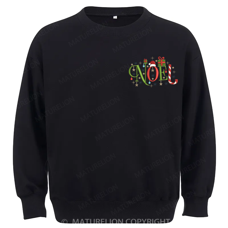 Maturelion Noel Christmas Embroidery  Christmas Cotton Sweatshirt