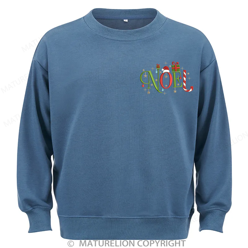 Maturelion Noel Christmas Embroidery  Christmas Cotton Sweatshirt