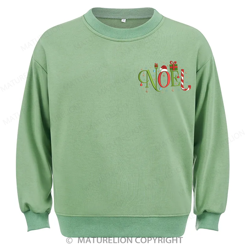 Maturelion Noel Christmas Embroidery  Christmas Cotton Sweatshirt