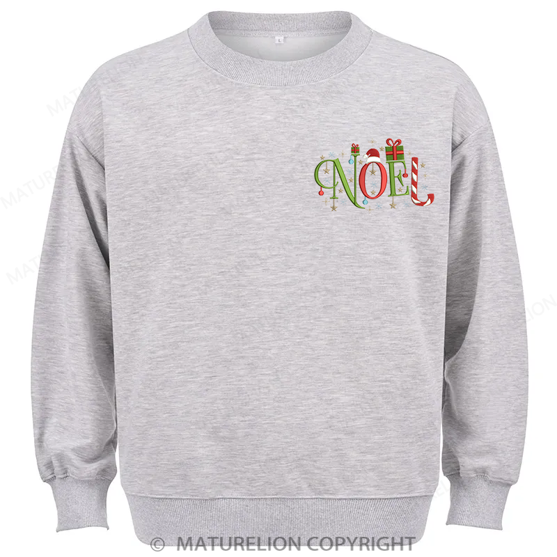 Maturelion Noel Christmas Embroidery  Christmas Cotton Sweatshirt