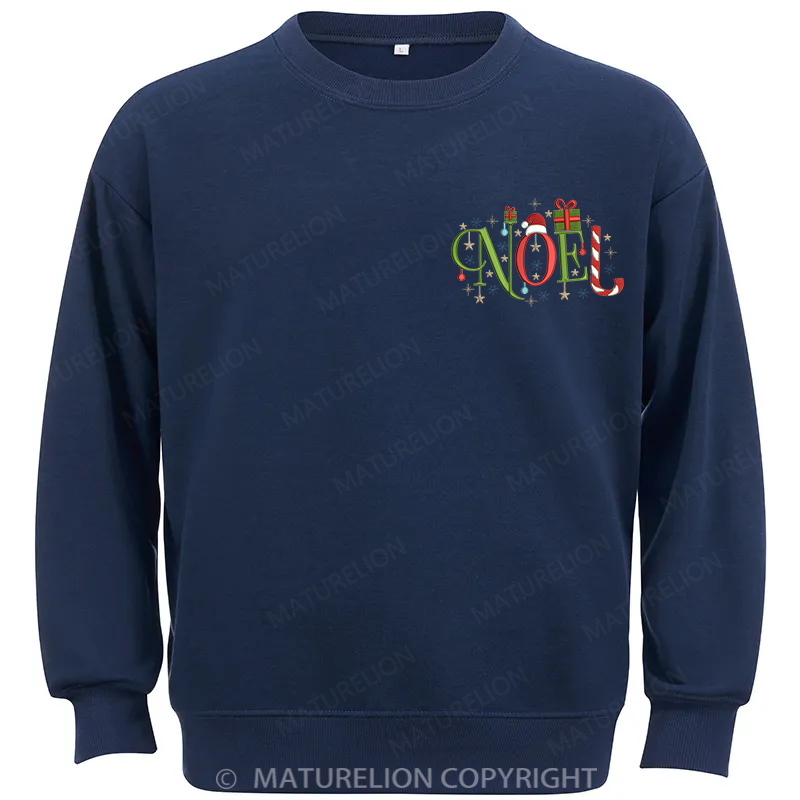 Maturelion Noel Christmas Embroidery  Christmas Cotton Sweatshirt