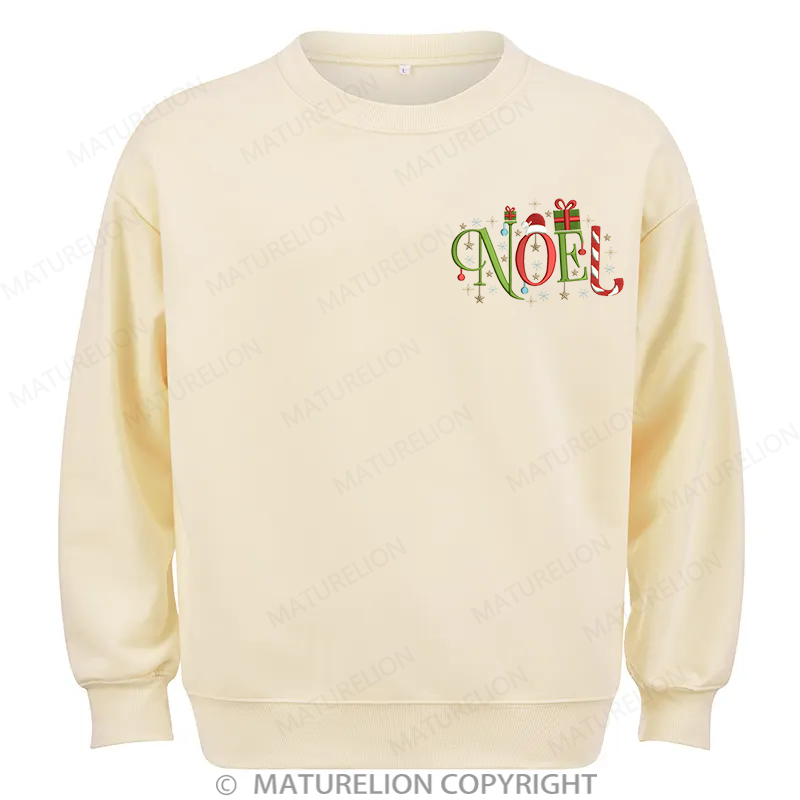 Maturelion Noel Christmas Embroidery  Christmas Cotton Sweatshirt
