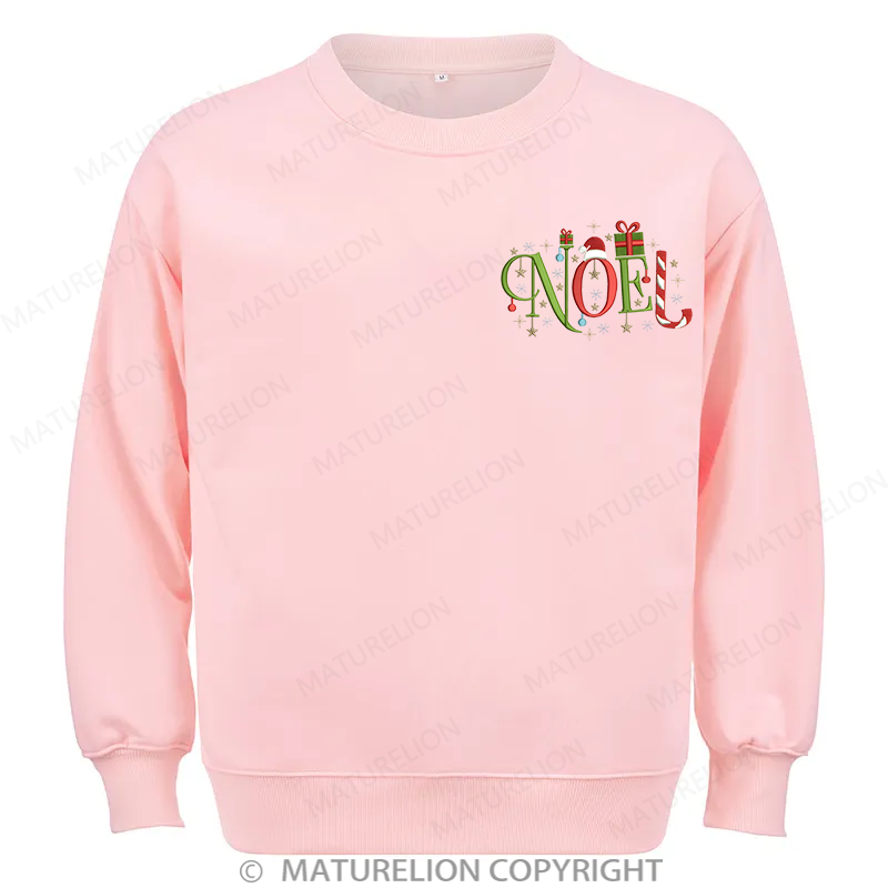 Maturelion Noel Christmas Embroidery  Christmas Cotton Sweatshirt