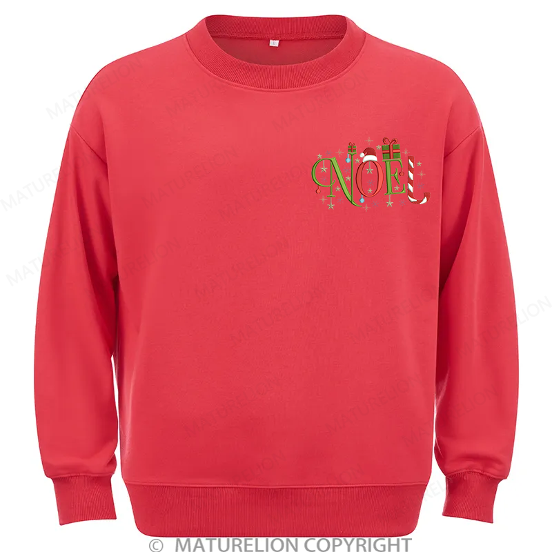 Maturelion Noel Christmas Embroidery  Christmas Cotton Sweatshirt