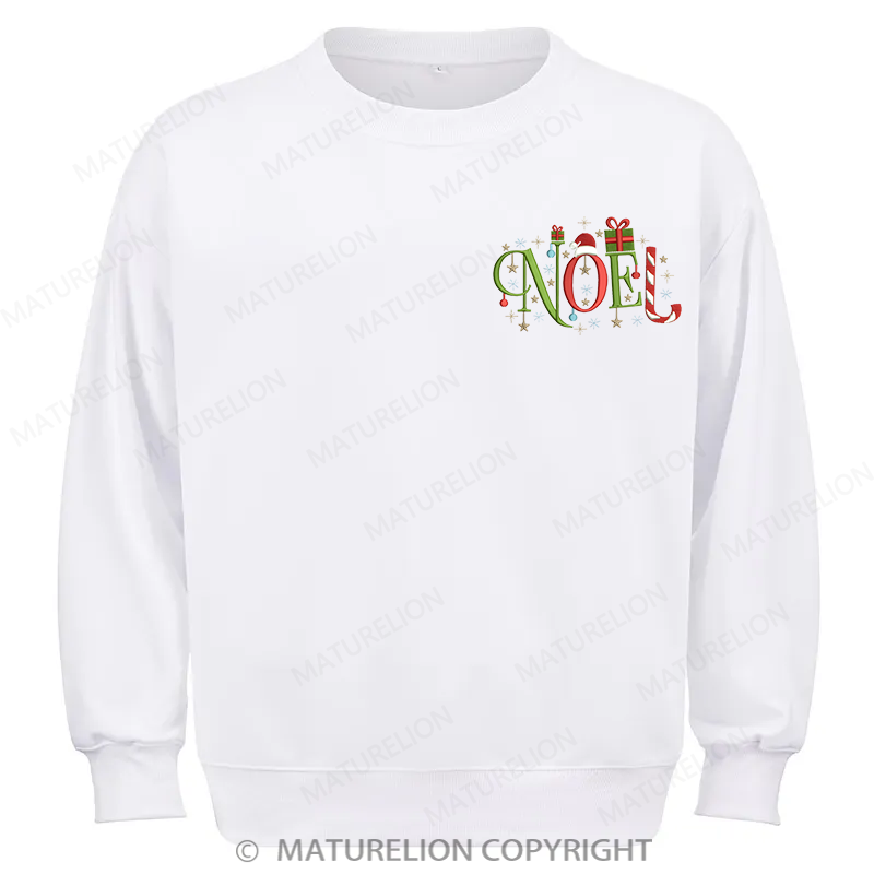 Maturelion Noel Christmas Embroidery  Christmas Cotton Sweatshirt