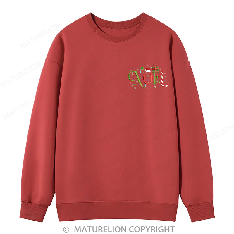 Maturelion Noel Christmas Embroidery  Christmas Cotton Sweatshirt