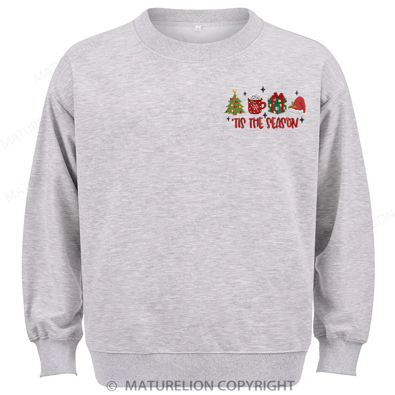 Maturelion Tis The Season Embroidery Christmas Cotton Sweatshirt