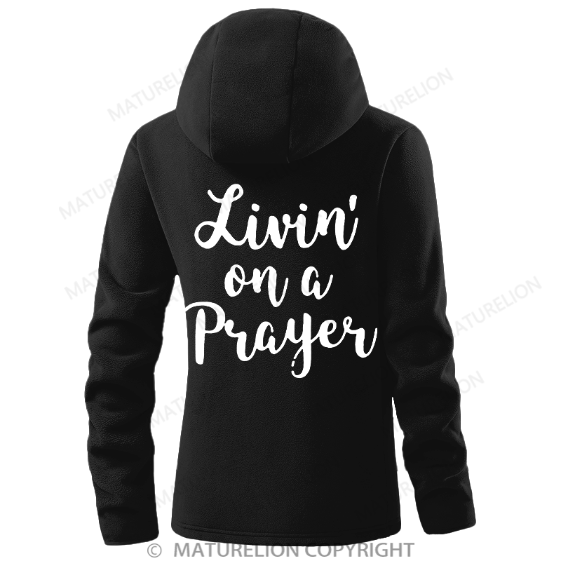Maturelion Women's Hoodie Livin' On a Prayer Double-Sided Fleece Hoodie