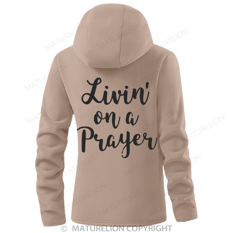 Maturelion Women's Hoodie Livin' On a Prayer Double-Sided Fleece Hoodie