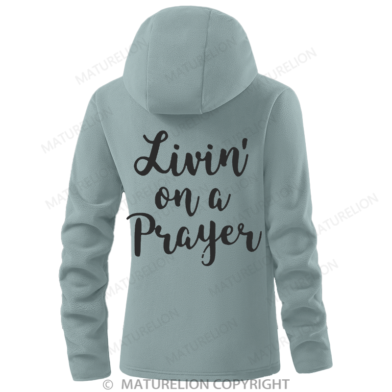 Maturelion Women's Hoodie Livin' On a Prayer Double-Sided Fleece Hoodie
