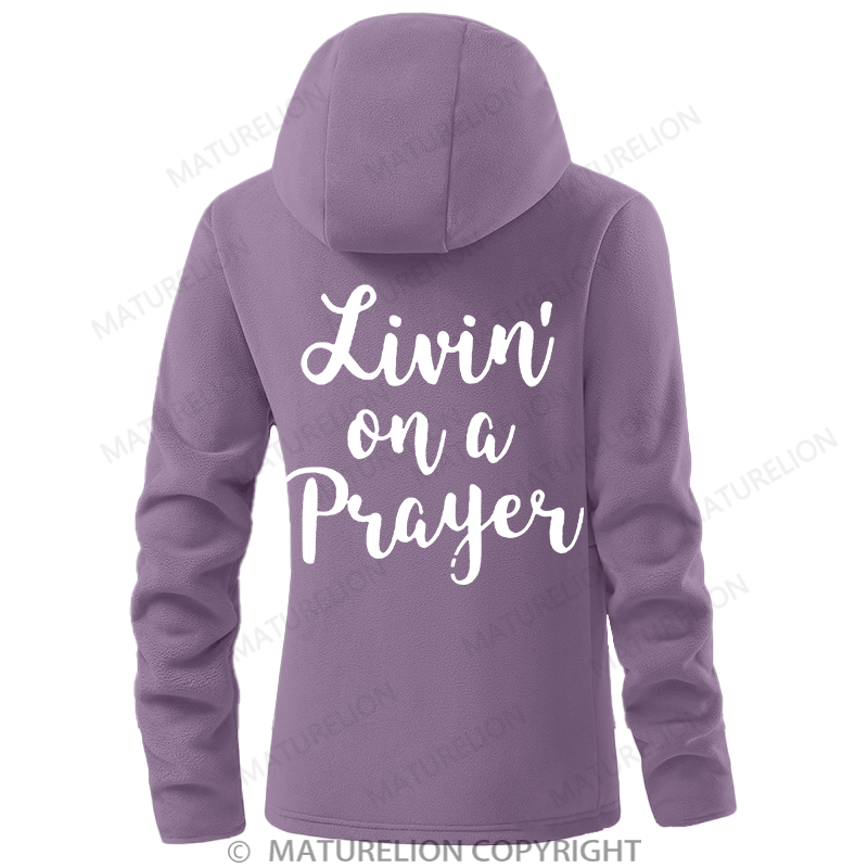 Maturelion Women's Hoodie Livin' On a Prayer Double-Sided Fleece Hoodie