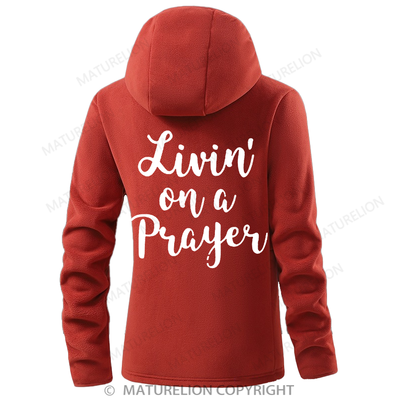 Maturelion Women's Hoodie Livin' On a Prayer Double-Sided Fleece Hoodie
