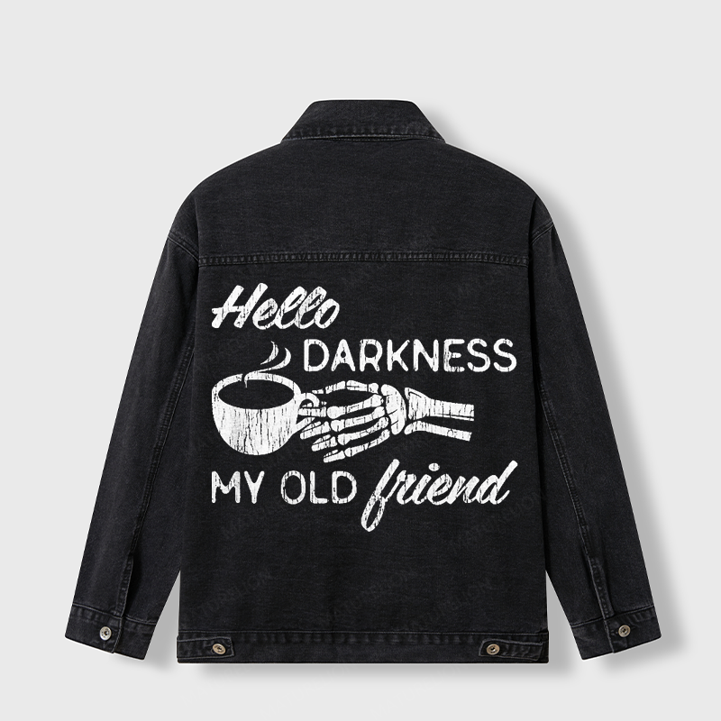 Maturelion Men's Jacket Hello Darkness My Old Friend Denim Jacket