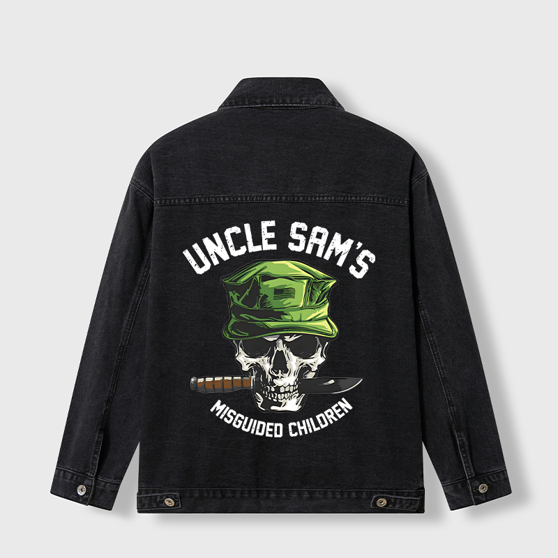 Maturelion Men's Jacket Uncle Sam's Misguided Children Denim Jacket