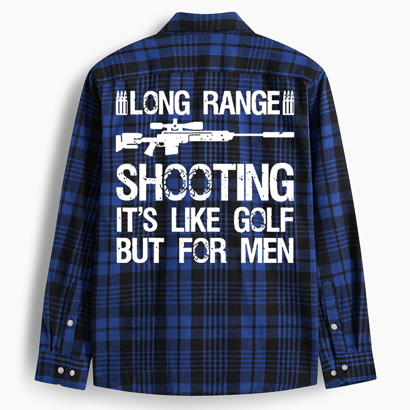 Maturelion Men's Flannel Shirt Long Range Shooting It's Like Golf But For Men Flannel Long Sleeve Shirt