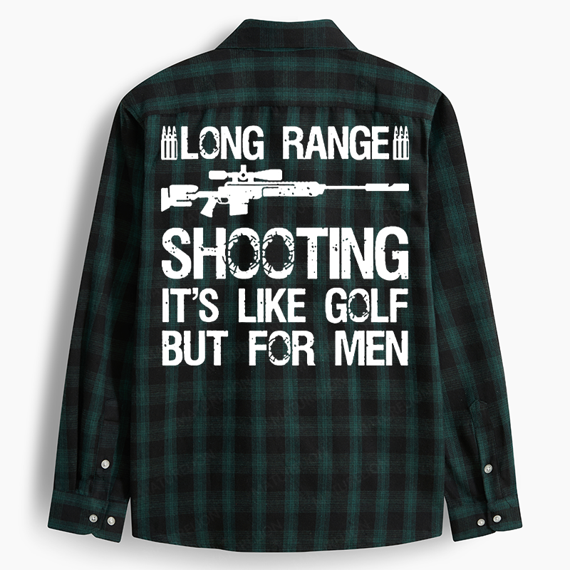 Maturelion Men's Flannel Shirt Long Range Shooting It's Like Golf But For Men Flannel Long Sleeve Shirt