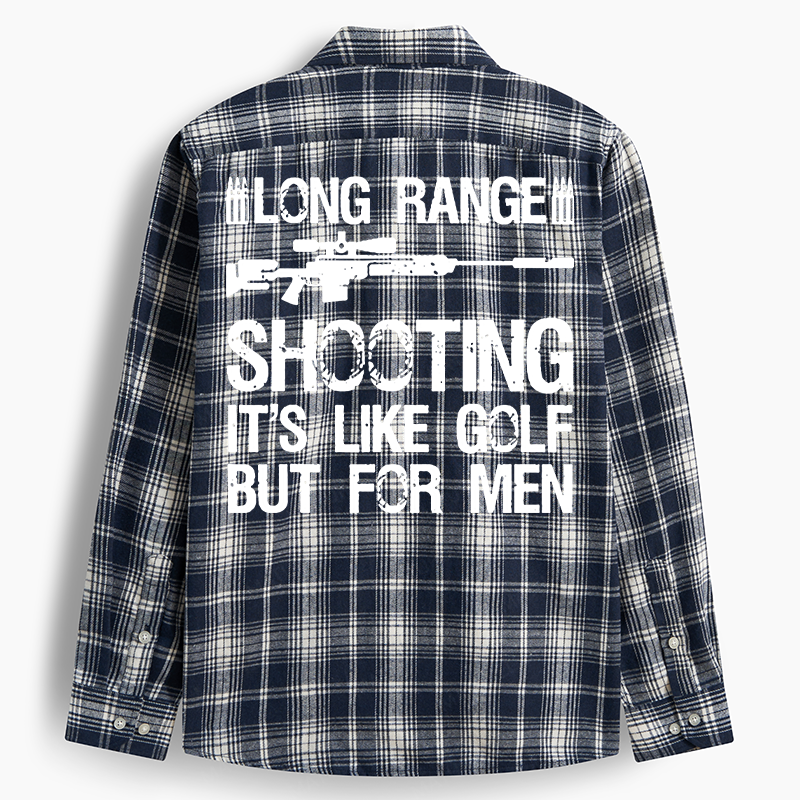 Maturelion Men's Flannel Shirt Long Range Shooting It's Like Golf But For Men Flannel Long Sleeve Shirt