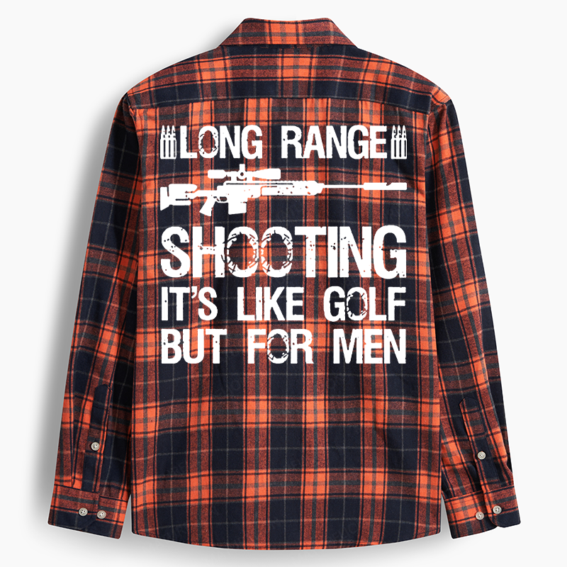 Maturelion Men's Flannel Shirt Long Range Shooting It's Like Golf But For Men Flannel Long Sleeve Shirt