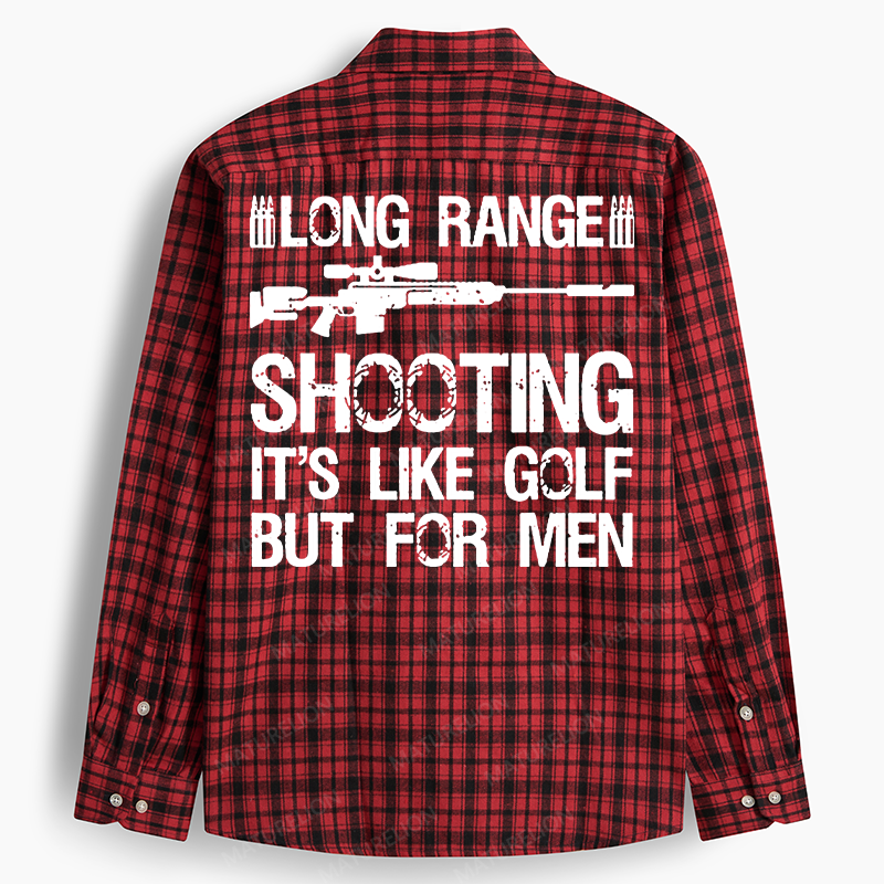 Maturelion Men's Flannel Shirt Long Range Shooting It's Like Golf But For Men Flannel Long Sleeve Shirt
