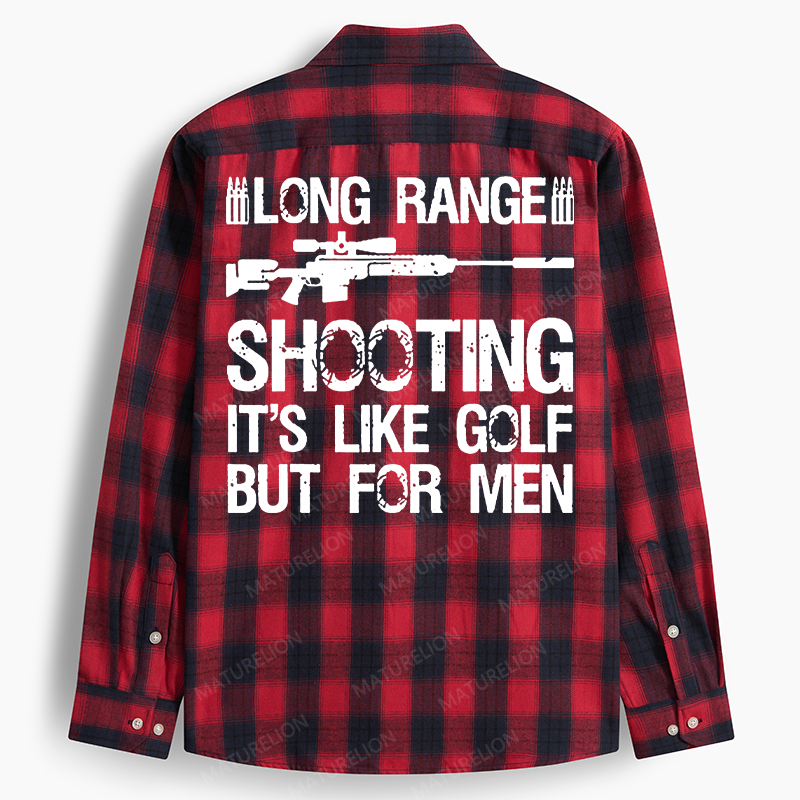 Maturelion Men's Flannel Shirt Long Range Shooting It's Like Golf But For Men Flannel Long Sleeve Shirt