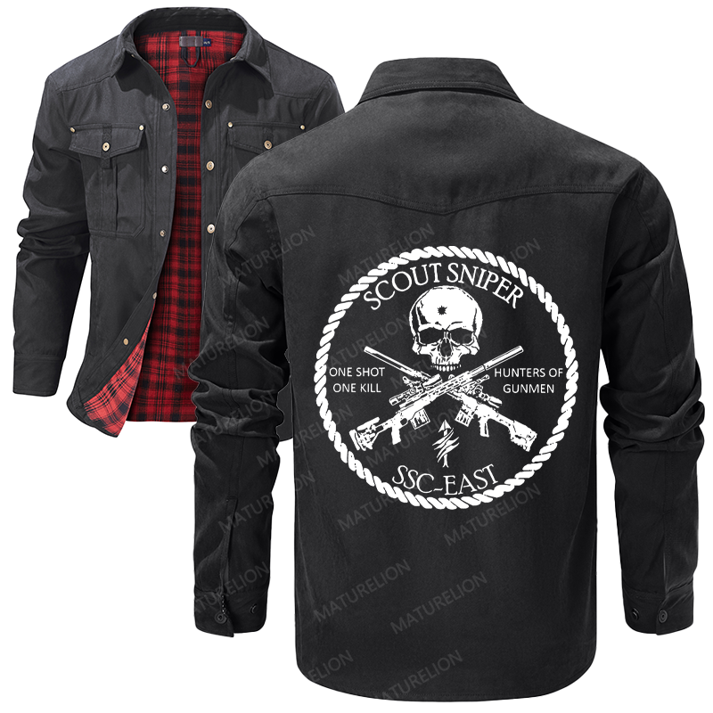 Maturelion Men's Shirt Jacket Scout Sniper One Shot One Kill Hunters Of Gunmen Ssc-East Flannel Shirt Jacket