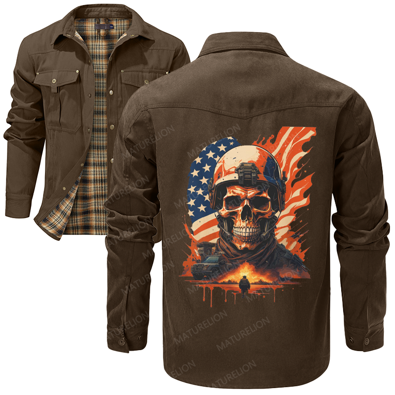 Maturelion Men's Shirt Jacket Veteran-Inspired Flannel Shirt Jacket