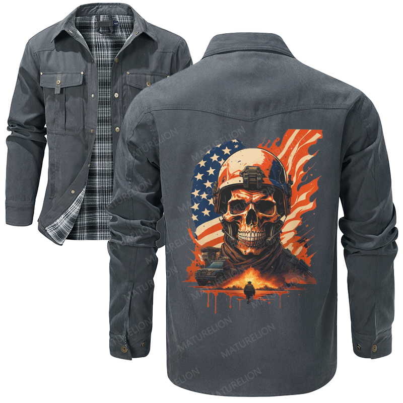 Maturelion Men's Shirt Jacket Veteran-Inspired Flannel Shirt Jacket
