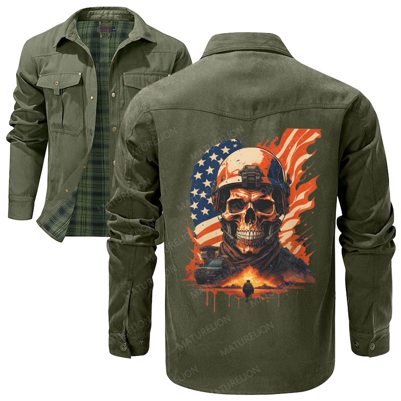 Maturelion Men's Shirt Jacket Veteran-Inspired Flannel Shirt Jacket