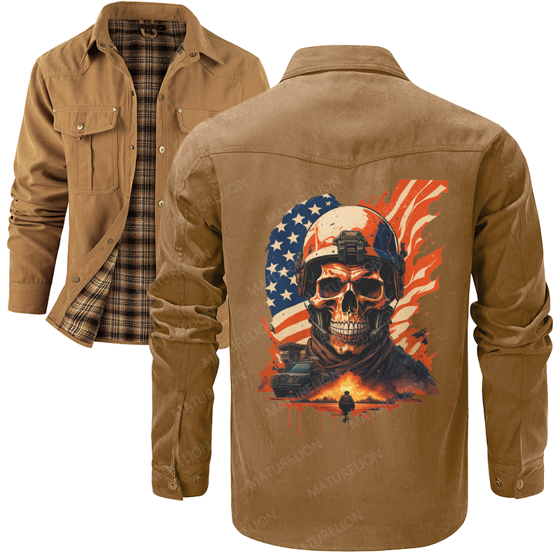 Maturelion Men's Shirt Jacket Veteran-Inspired Flannel Shirt Jacket