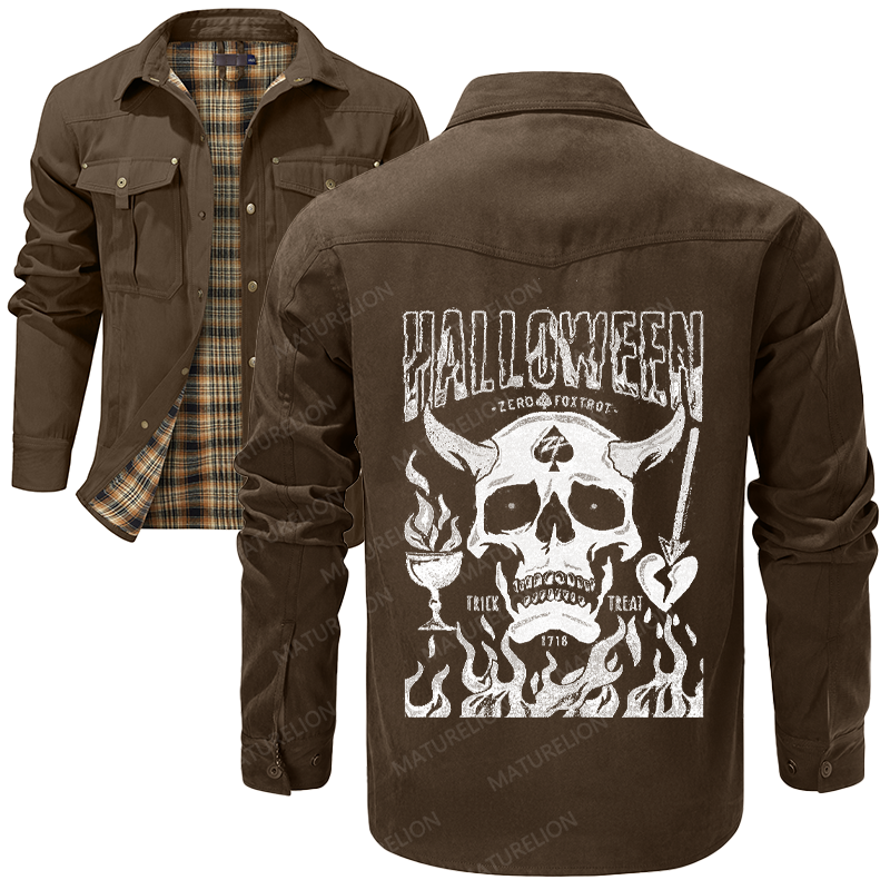 Maturelion Men's Shirt Jacket No Quarter Flannel Shirt Jacket