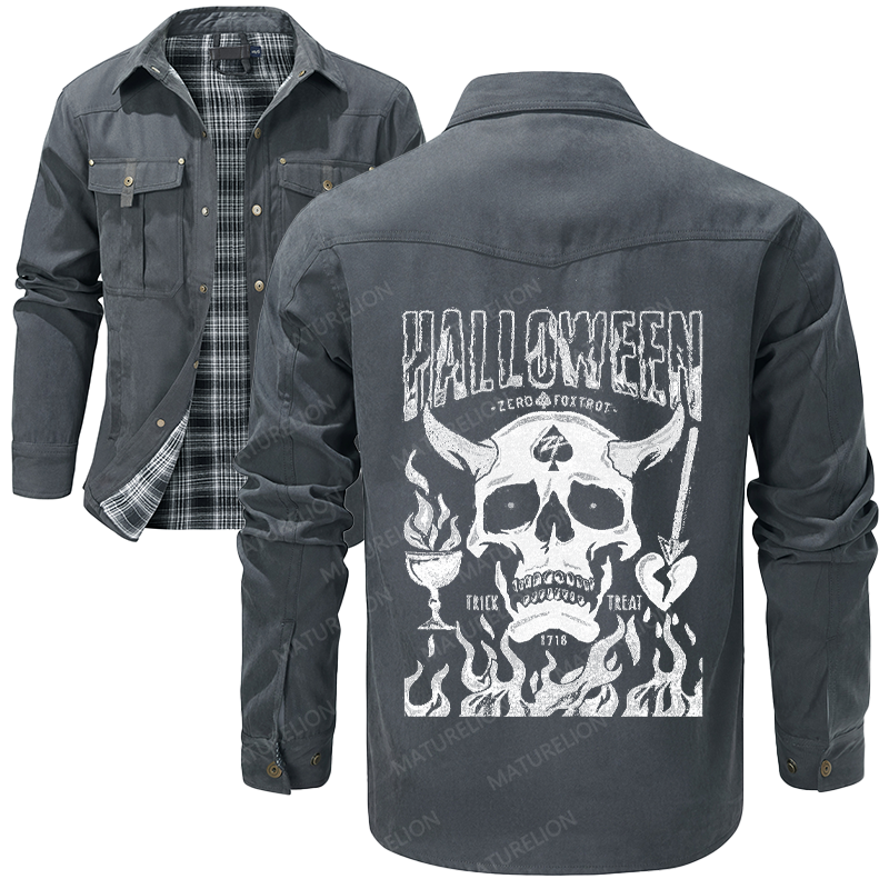 Maturelion Men's Shirt Jacket No Quarter Flannel Shirt Jacket