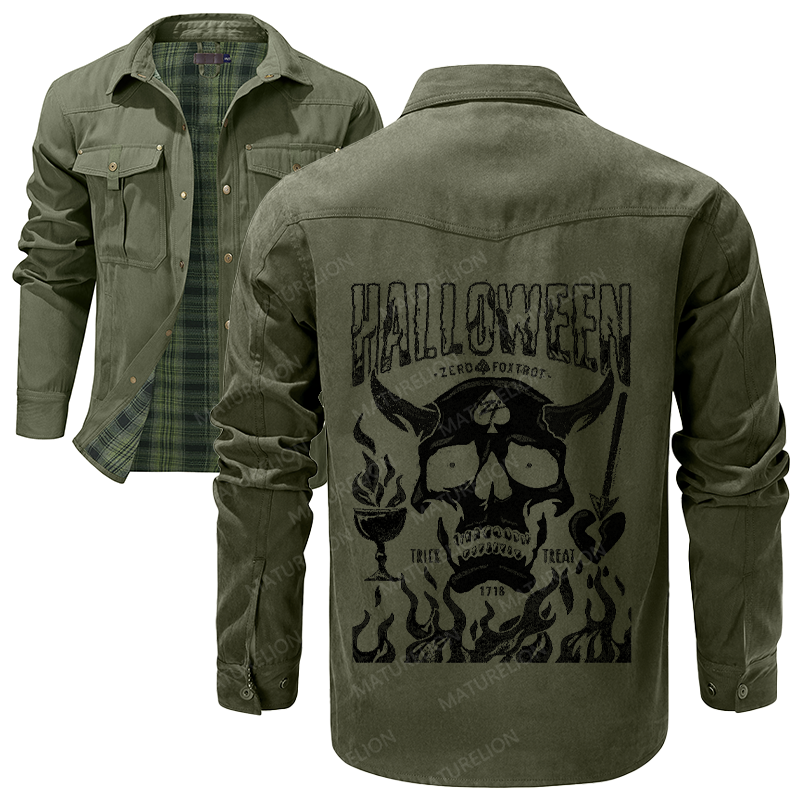 Maturelion Men's Shirt Jacket No Quarter Flannel Shirt Jacket