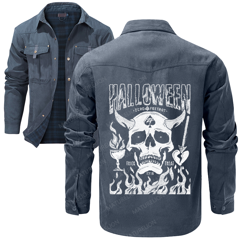 Maturelion Men's Shirt Jacket No Quarter Flannel Shirt Jacket