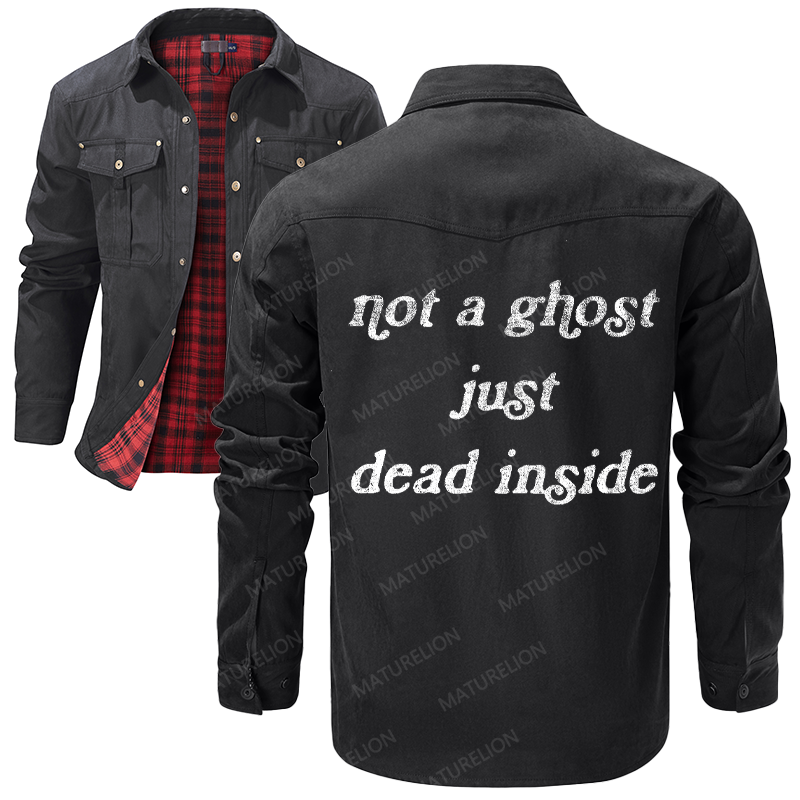 Maturelion Men's Shirt Jacket Not A Ghost Just Dead Inside Flannel Shirt Jacket