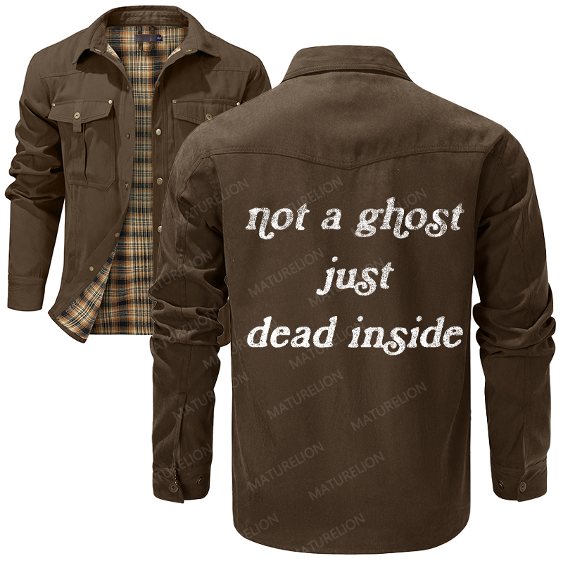 Maturelion Men's Shirt Jacket Not A Ghost Just Dead Inside Flannel Shirt Jacket