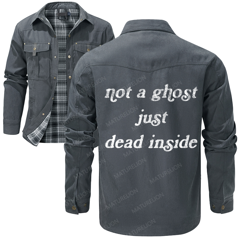 Maturelion Men's Shirt Jacket Not A Ghost Just Dead Inside Flannel Shirt Jacket