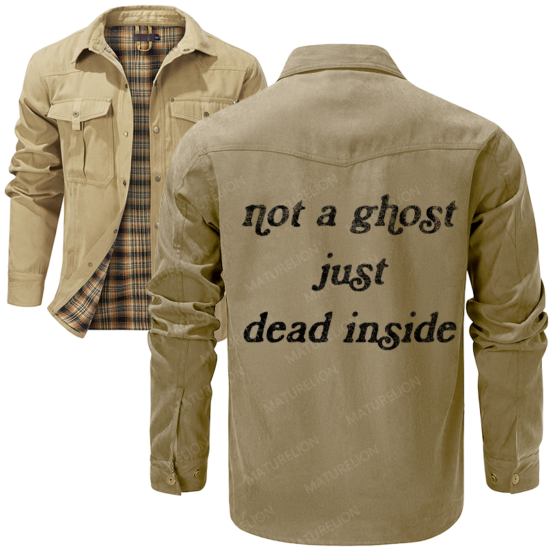 Maturelion Men's Shirt Jacket Not A Ghost Just Dead Inside Flannel Shirt Jacket