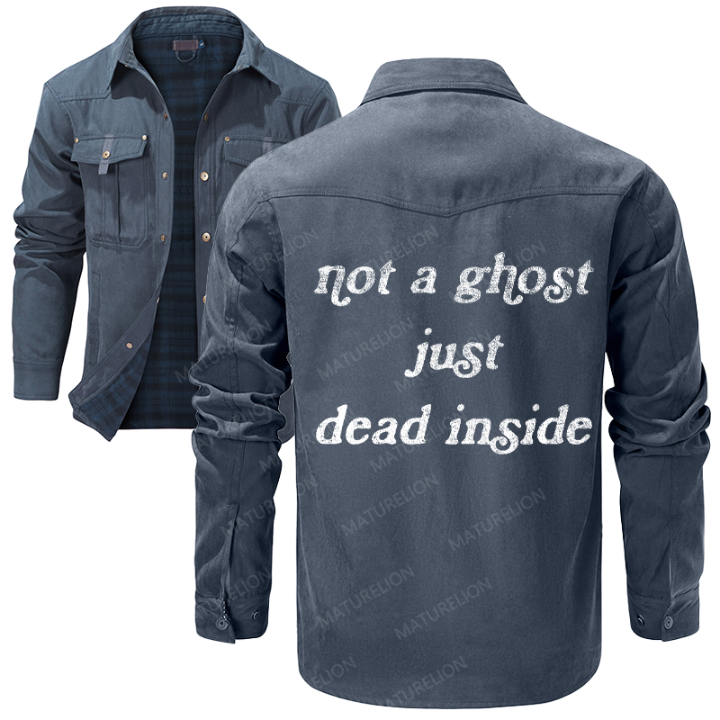 Maturelion Men's Shirt Jacket Not A Ghost Just Dead Inside Flannel Shirt Jacket