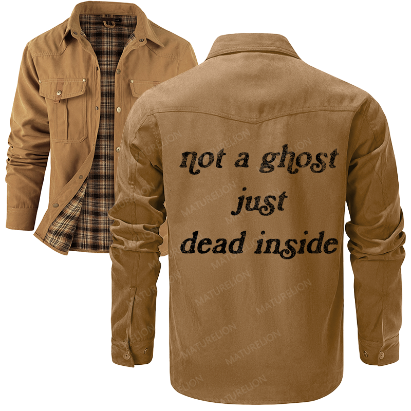 Maturelion Men's Shirt Jacket Not A Ghost Just Dead Inside Flannel Shirt Jacket