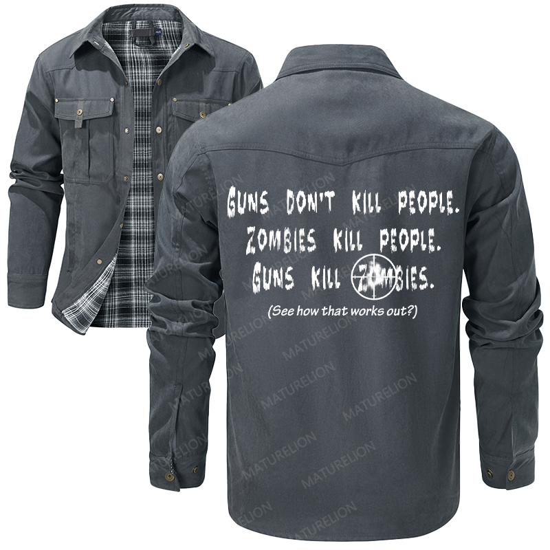 Maturelion Men's Shirt Jacket Guns Don't Kill People Flannel Shirt Jacket