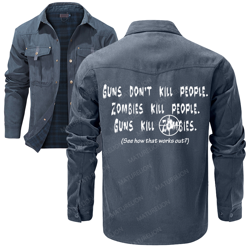Maturelion Men's Shirt Jacket Guns Don't Kill People Flannel Shirt Jacket