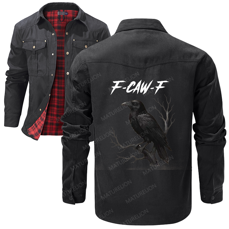 Maturelion Men's Shirt Jacket F-Caw-F Flannel Shirt Jacket