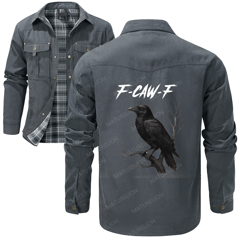 Maturelion Men's Shirt Jacket F-Caw-F Flannel Shirt Jacket